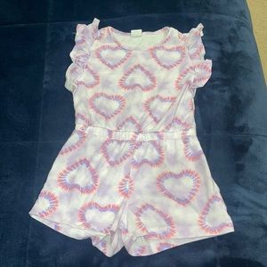 Baby Gap, size 5 (toddler) tie dye heart romper